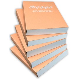 Kraft Cover Drawing Notebook & Sketchbook – Set of 3 Blank Plain Sketch Books – 125g Thick Paper A5 Size, 150x210mm Paper Ideal for Drawing & Sketching- 128 Sheets Each – 180 Degree Opening