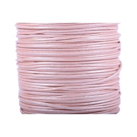 KONMAY 1 Roll 22.75 Meters 1.0mm Metallic Rose Gold Round Real Leather Cord for Jewellery Making and Crafting