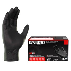 Ammex GPNB GlovePlus Guantes negros de nitrilo, libres de latex, desechables, libres de polvo