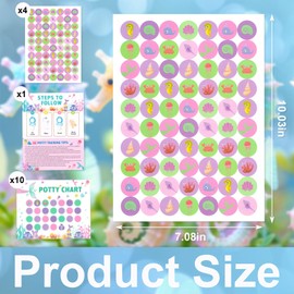 Mermaid Potty Training Chart with Reward Stickers – Bathroom Routine Tracker Sticker Chart with Visual Steps for Toilet Habit Building Mermaid Ocean Theme