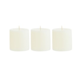 Mega Candles 3 pcs Unscented Ivory Round Pillar Candle, Hand Poured Premium Wax Candles 3 Inch x 3 Inch, Home Décor, Wedding Receptions, Baby Showers, Birthdays, Celebrations, Party Favors & More