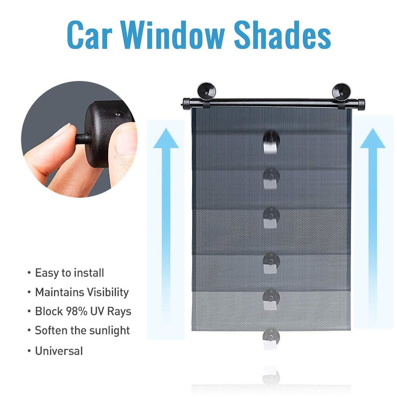 Auto Retractable Roller Sun Shade for Car Window - Block