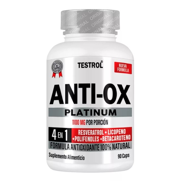 Testrol Anti-ox Platinum | 90 Caps | Alto Antioxidante Natural | Sin sabor