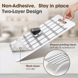 ALIUNI Drawer and Shelf Liner, Non-Slip Kitchen Cabinet Liners Non-Adhesive Thick Strong Grip Waterproof Washable Mats Protect Dresser Shelves Cupboard Bathroom Cabinets, White Stripes, 12 in X 30 FT