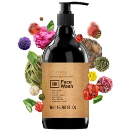 ETHERVA RAIN Face Wash for Men & Women | Floral Woody Scent | Nourishing Aloe Vera, Geranium, Vetiver, Ylang Ylang, Patchouli | Sulfate & Paraben Free, Vegan, Cruelty Free | PET Bottle 16.90 Fl Oz