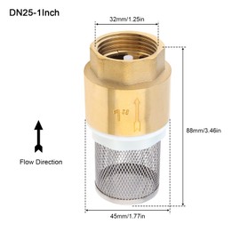 Foot Valve 1", PNXKTXO DN25 Brass Check Valve Water Pump Bottom Valve with Filter No Return Valve