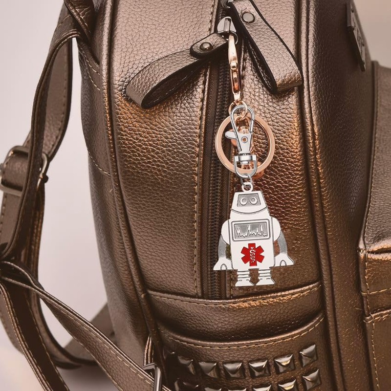 COMTRUDE Robot Medical Alert Keychain Medical Logo Charms Gifts for