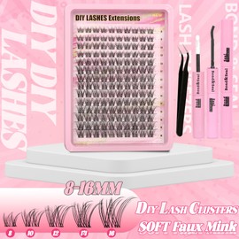 Gmagictobo Natural Lash Clusters Wispy Lash Clusters Kit Clear Band C Curl Eyelash Clusters Individual Lashes Lash Glue Lash Tweezers