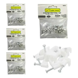 Pack de 100 Grapas Blancas para Cable Plano de 5mm Marca Lion Tools                                                                                   