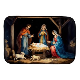 Caroline's Treasures DAC3941DDM Christmas Nativity Scene Dish Drying Mat Absorbent Dish Drying Mat Pad for Kitchen Counter Dish Drainer Mat for Countertop, 14 x 21", Multicolor