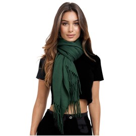 Glamexx24 Women's Winter Scarf Cashmere Feel Long Scarf with Fringes Cotton Warm Autumn Winter Plain Colours Blanket Scarf and Scarves 200 x 74 cm, grey