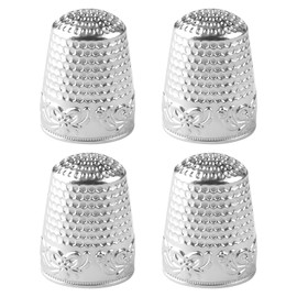Hopzab 4 Pcs Metal Copper Sewing Thimble, Adjustable Finger Protector Shield, Quilting, Embroidery, Needlework, Knitting, DIY Craft Accessories