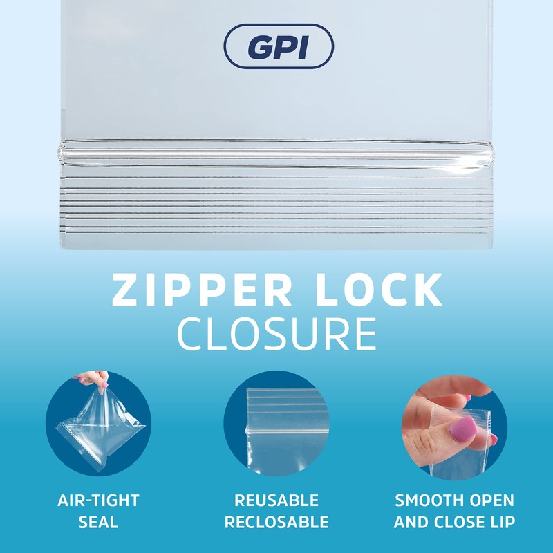 Clear Plastic Reusable Zip Bags - Bulk GPI Case of