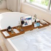 Teak Bathtub Tray, Luxury Bath Table Tray with Wine Glass