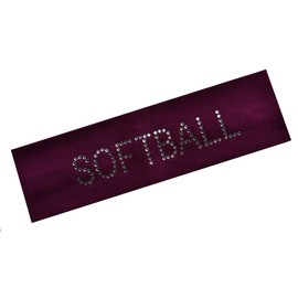 Funny Girl Designs SOFTBALL Headband Rhinestone Cotton Stretch Headband (Maroon)