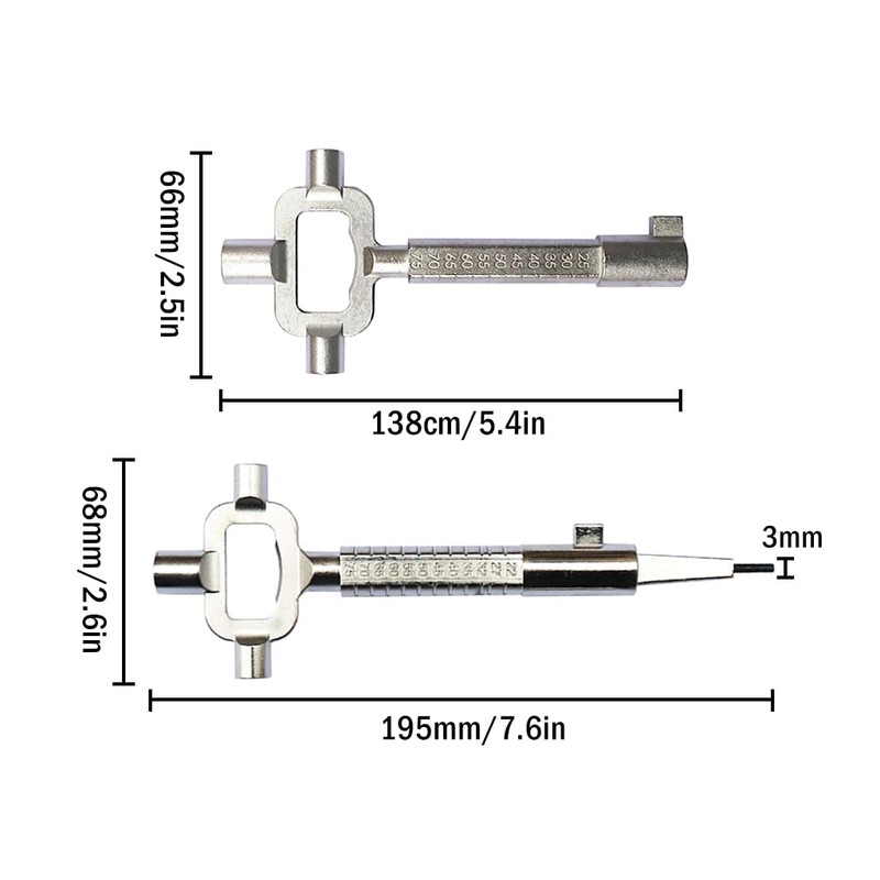 Abiyou Pack of 2 Universal Construction Keys, Zinc Alloy Architect