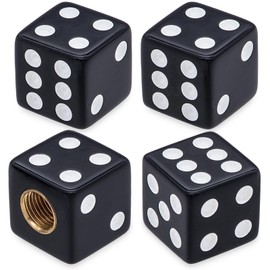 MEAJOO 4PCS Dice Tire Valve Stem Caps, Corrosion Resistant Leak-Proof Tire Air Cap Set, Universal Tire Valve Stem Covers for Cars, SUV, Trucks, Bikes, Motorcycles, Bicycles(Black)