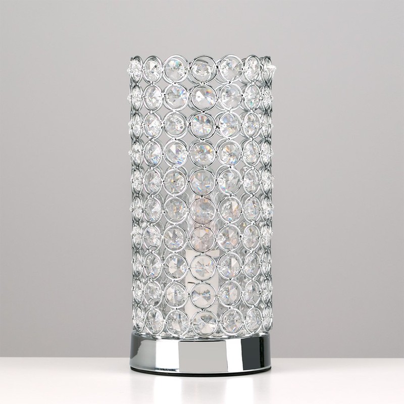MiniSun Modern Polished Chrome & Clear Acrylic Jewel Cylinder Touch