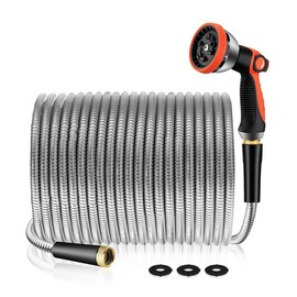 Garden Hose 50/100 ft Metal - Stainless Steel Water Hose Flexible Heavy Duty Garden Hose Collapsible and No Kink Water Pipe:_Green_100ft