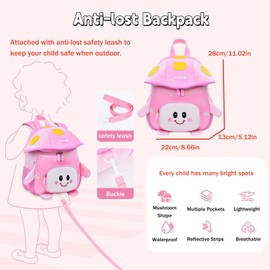Armbq Toddler Backpacks for Girls Boys, Kids Anti-Lost Daycare Bag for School, Cute Kindergarten Preschool Bookbag, Pink