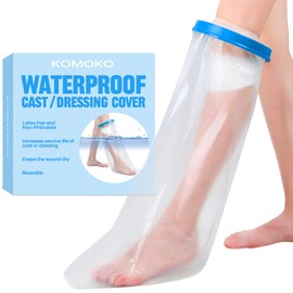 Komoko Cast Covers for Shower Leg, Leg Cast Cover for Showering, Waterproof Cast Shower Cover Leg, Reusable Keeps Wounds Dry Cast Protector for Shower Leg Adult for Surgery Leg, Ankle, Foot, Knee