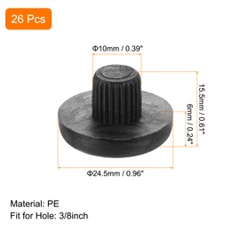 sourcing map 26Pcs Glass Table Top Bumpers with Stem, 10mm/0.39Inch Black Rubber Bumper Grippers Anti Collision Slip Glass Table Spacers for Patio Table Cabinet Furniture (Fits 3/8Inch Hole)