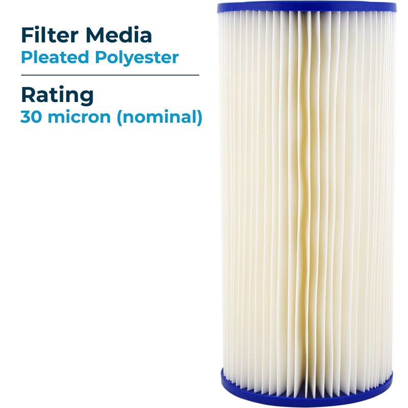 SpiroPure SP-R30-BB 10x4.5 30 Micron Pleated Polyester Sediment Water Filter