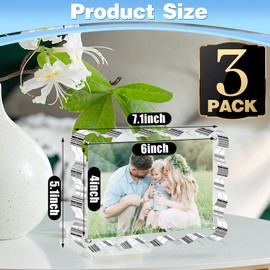 Aheroi 4x6 Acrylic Picture Frames, 3 Pack Clear Scalloped Acrylic Photo Frame Freestanding Magnetic Picture Frames for Desktop, Transparent Thickened Double Sided Picture Frame, Exclusive Shape Design