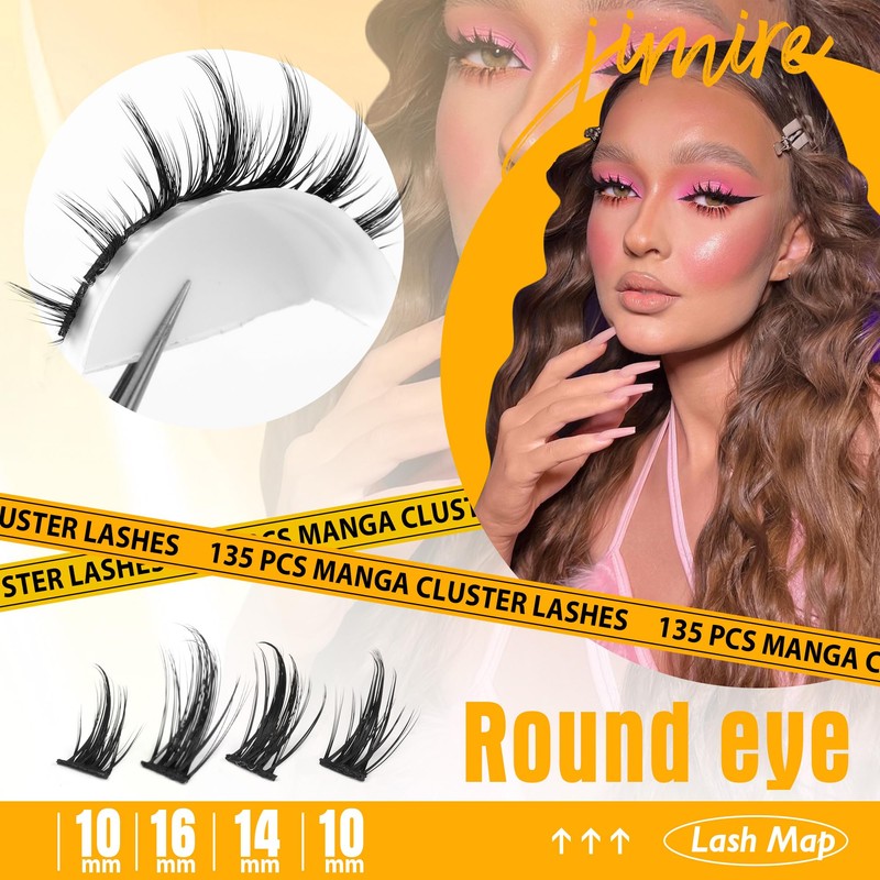 JIMIRE Manga Lash Clusters Kit Natural Anime Eyelash Clusters Kit