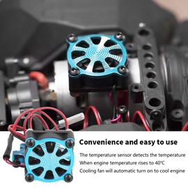 RC Model Car Motor Cooling Fan Heatsink with Temperature Sensor 540 550 3650 3660 Aluminum Alloy Red 1pc for Traxxas//Redcat/Axial scx10 D90/HPi Brushless Motor (Blue)