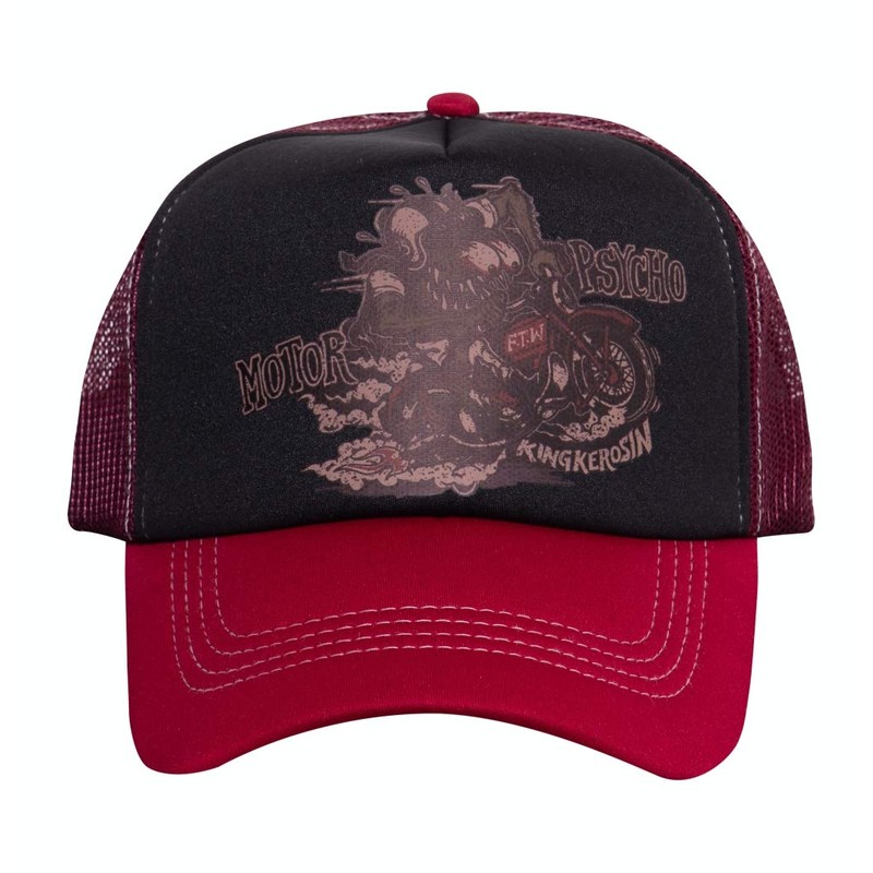 King Kerosin Mens Moto Psycho Baseball Cap, Red, One Size,