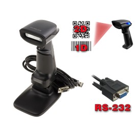 KALEA-INFORMATIQUE Handheld scanner for EAN type barcodes and QR code 2D codes. Serial connection COM RS232. Comes with stand, automatic flashing.
