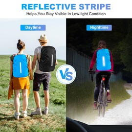 LAMA 2 Pack Waterproof Rain Cover for Backpack, Reflective Rucksack Rain Cover for Anti-dust/Anti-Theft/Bicycling/Hiking/Camping/Traveling/Outdoor Activities (1 Pcs Black + 1 Pcs Blue, L)