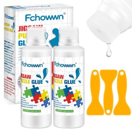 Jigsaw Puzzle Glue Clear,Updated Jigsaw Puzzle Glue with New Sponge Head,Non Toxic and Fast Drying,Easy to Use Adhesive for Preserving Puzzle Art Enrich Your Puzzle Experience,2X120ml/4.06fl oz