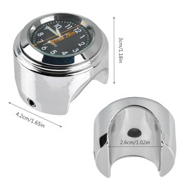 Motorcycle Handlebar Mount Clock for 7/8"‑1" Handles, Universal Motorcycle Handlebar Dial Clock Watch Waterproof Clock Motorcycle Watch Instrument Mini Watch Aluminum Alloy Motorbike Clock Handlebar