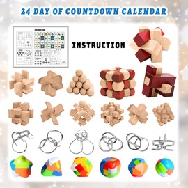 Advent Calendar 2024, Brain Teaser Puzzles Present Box for Kids and Adults, 24 Days Countdown Calendars for Boys Girls, Christmas Advent Calendar with Scratch Card