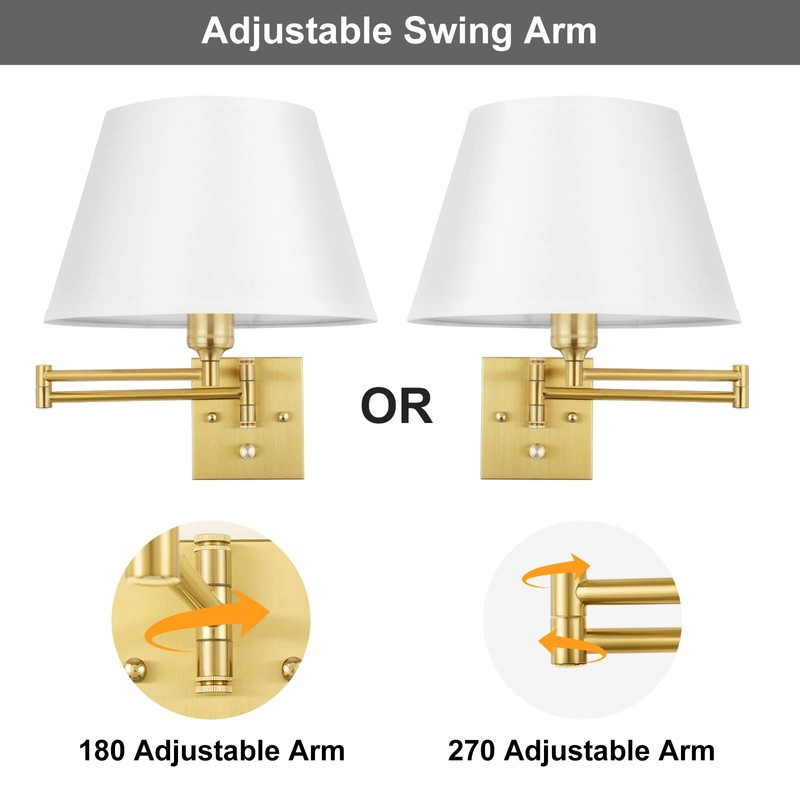 TRLIFE Dimmable Wall Sconce Plug in, Brushed Brass Wall Sconces