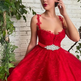 Belts for Women Dresses, Red Sash Wedding Dress Belt, Bridal Belts Satin Ribbon Self-Tied Sparkly Belt - Red Rhinestone Belts for Christmas Party Gowns Prom Women Dresses Accessories (Red)