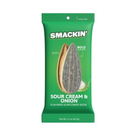 SMACKIN' Sunflower Seeds, Roasted Jumbo Small-Batch, American Made - Sour Cream & Onion, 1.5oz bags (6 Pack)