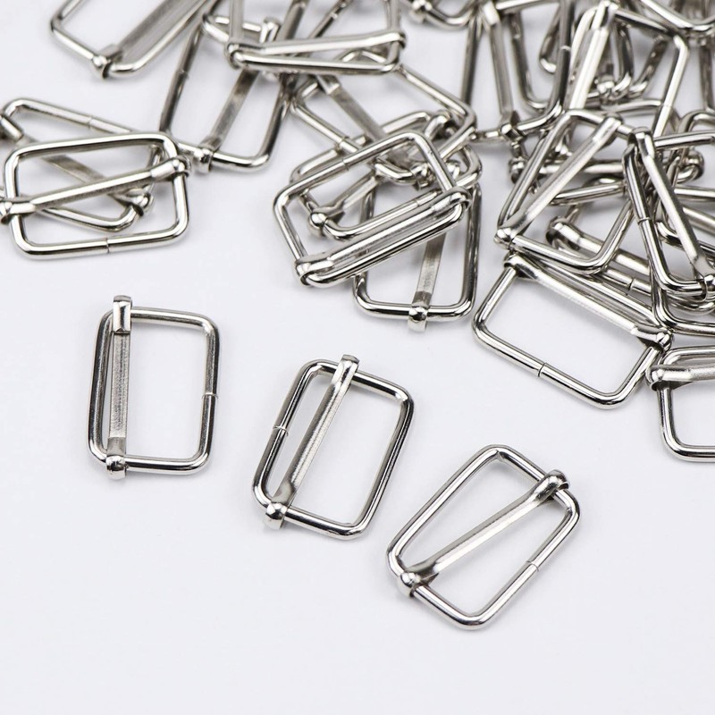 Hysagtek 50 Pcs 1 Inch Metal Adjustable Slide Buckle Strap