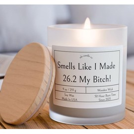 Marathon Candle, 26.2 Candle, Runner Candles, Funny Runner Gift, Marathon Gift Ideas, Running Motivation, 9 oz Soy Wax Blend, Wooden Wick, 50 Hour Burn Time, Frosted Glass (Fraser Fir)