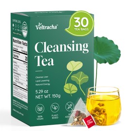 Verltracha Liver Detox Tea, 30 Tea Bags, Oil Reducing Tea for Liver with Winter Melon & Lotus Leaves, 10 Natural Ingredients Support Liver Health, 5.29 oz