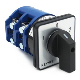 KEYMOO 160A 660V Rotary Changeover Switch, 2-Way 2NO 2NC 3 Position 2 Phase 8 Terminals, Universal Selector Switch for Manually Control Large Motor Equipment