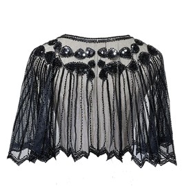 VILOREE Women's Shawls Stole for Evening Dress 1920s Retro Scarf Wedding Party Bridal Scarf Gatsby Costume Accessories, Black (58)