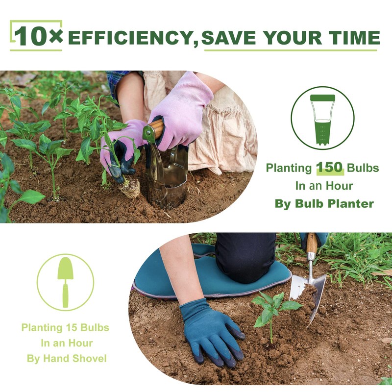 Haliaeetus Bulb Planter Tool, 4 inches Depth Mark Hand Bulb