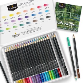 Castle Arts Themed 24 Colored Pencil Set in Tin Box, perfect ‘Monet’ inspired colors. Featuring quality, smooth colored cores, superior blending & layering performance achieving great results