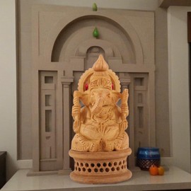 DHYANARSH Wooden Ganesh Idol - Hand Carved Lord Ganesha Wood Sculpture - God of Prosperity and Fortune Brown