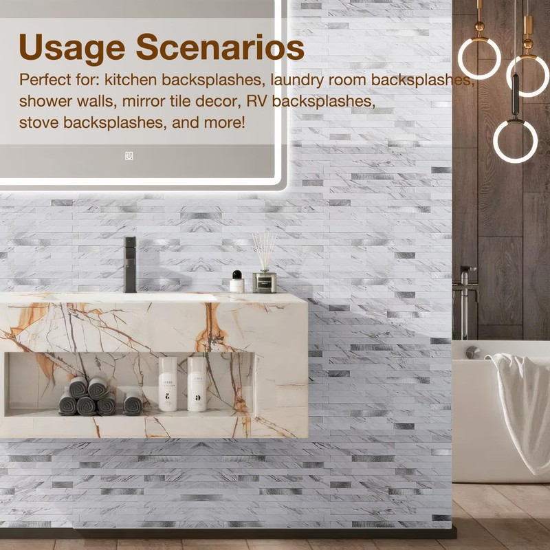 Koynsle Peel and Stick Backsplash Tile Waterproof Removable PVC Wall