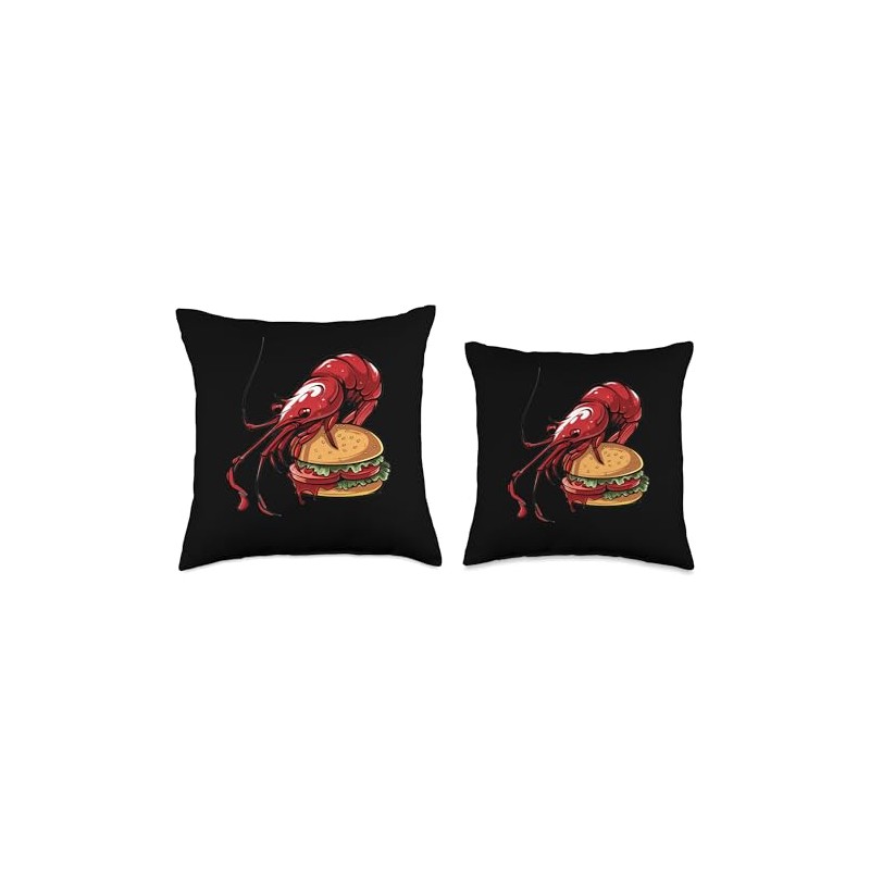 Cherry Shrimp Eating A Hamburger Throw Pillow