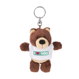 NICI 44717 Key Ring Bear with T-Shirt I (Heart) You 10 cm, Letter Pattern, Brown